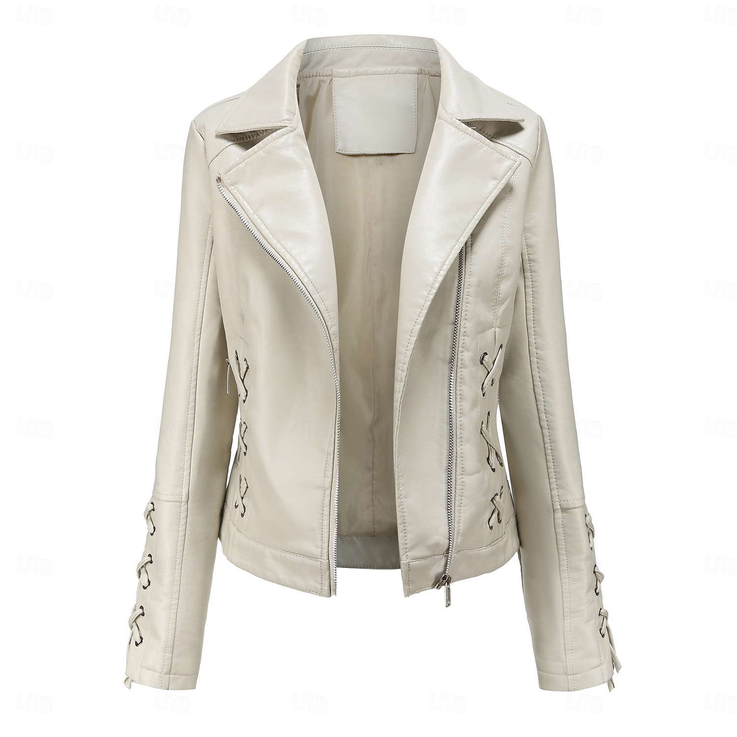 Women's Faux Leather Jacket Comfortable Full Zip Fashion Street Style Plain Outdoor Casual Daily Regular Turndown Regular Fit Long Sleeve Outerwear Black Red Green Spring Fall 2025 - $43.99 –P15