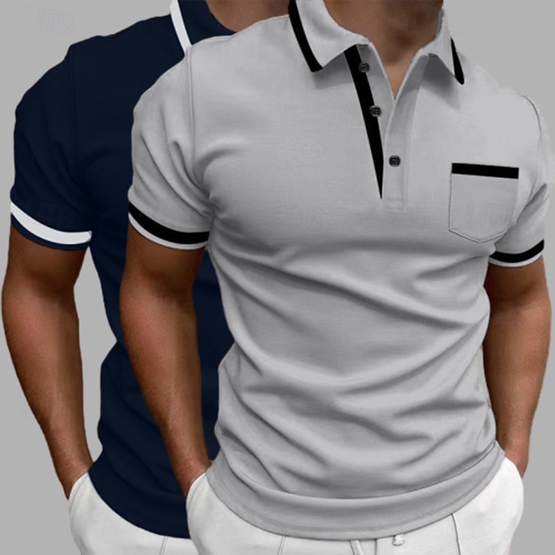 Per uomo Blocco di colori Polo Maglia da golf Manica Corta Bavero Moda Essenziale Confortevole Sport & Outdoor Casuale Athleisure Confezione multipla Tasca Frontale Estate 8# # 4 # 5 del 2026 a $40.99 –P9