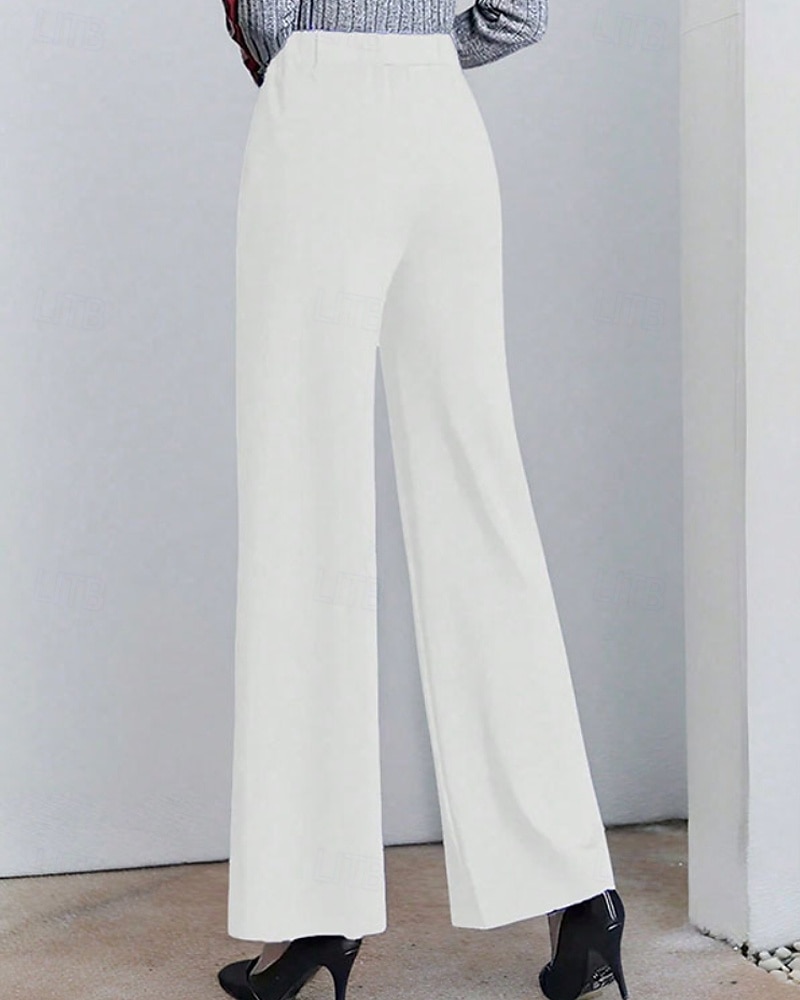 Per donna Gamba larga Pantaloni Eleganti Moda Streetwear Lunghezza intera Naturale Semplice Elastico in vita Confortevole Affari Lavoro Formale Nero Bianco Autunno Vestibilità regolare del 2026 a $22.99 –P7