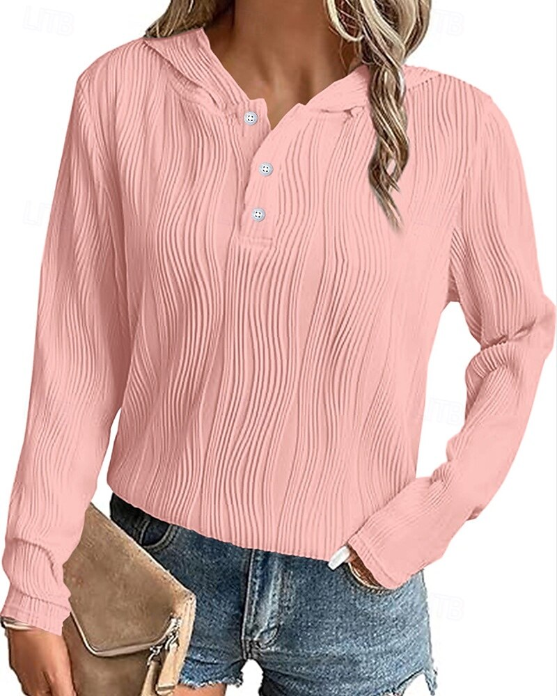 Per donna Felpa con cappuccio Semplice Streetwear Casual Comodo Manica Lunga Con Cappuccio Top Regolari Streetwear Ferie Uscire Bottoni Bianco Rosa Beige Autunno del 2025 a $24.99 –P3