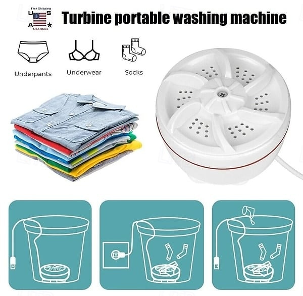 Mini lavatrice e lavastoviglie portatile automatica piccola turbo centrifuga lavatrice per calzini biancheria intima contenitore per borotalco comodo compatto aiutante per il bucato del 2025 a $16.99 –P8
