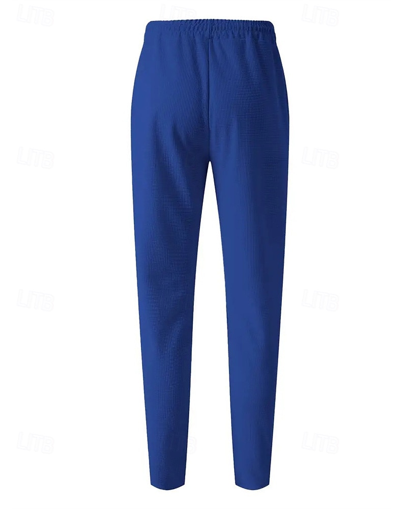 Herren Jogginghose Hose Faltenhose Waffelhose Tasche Elastischer Bund Kordelzug Einfach Komfort Sport im Freien Täglich Mode Lässig Schwarz Weiß Mikroelastisch 2026 - $17.99 –P12