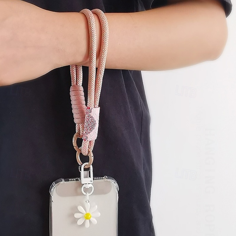 Corde courte imprimée pour téléphone portable, pendentif fleur, corde tissée courte à double usage, corde de suspension robuste pour voyage en plein air pour hommes et femmes de 2025 ? $9.99 –P2