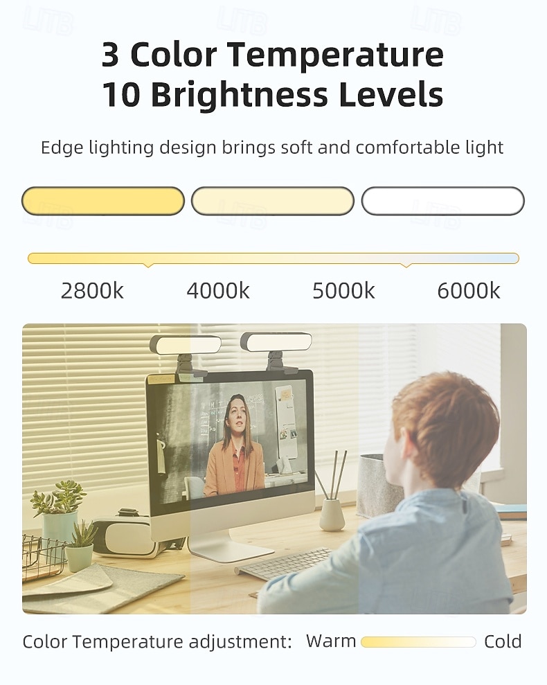 перезаряжаемый пристегивающийся светильник для видеоконференций с пультом дистанционного управления и сенсорным управлением, 3 регулируемых режима освещения для звонков с увеличением и видеозаписи 2026 - $29.99 –P2