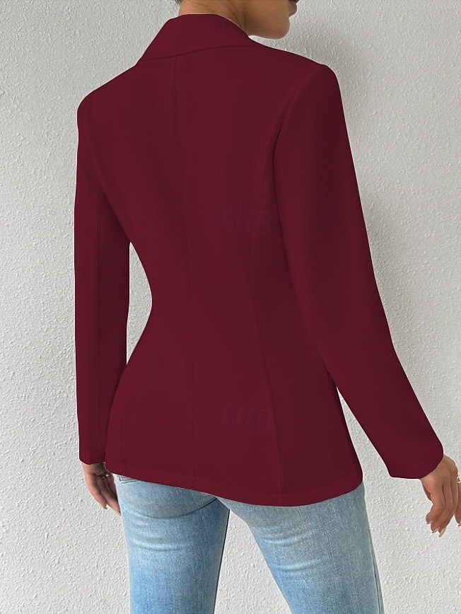 Dame Blazer Bekvem Pustende Knapper Mote Moderne عادي Arbeid Daglig Normal Aftæpning Normal Langermet Yttertøy Svart Hvit Rød Vår Høst 2025 - $25.99 –P10