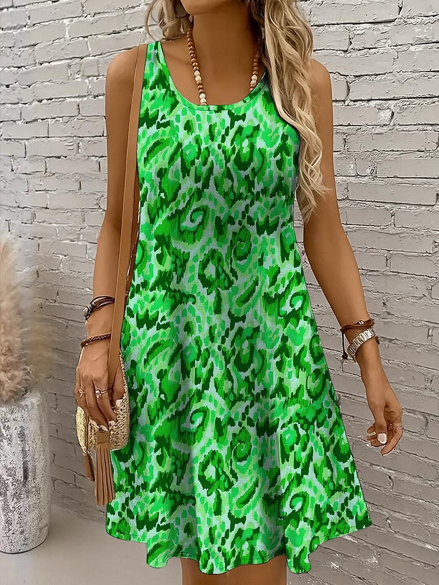 Per donna Mini Abito Abito a trapezio Abito a spalle scoperte Vacanza Casual Vestibilità regolare Grafico Geometrico Astratto Senza Maniche Collo a U Giallo Rosso Blu Viola Estate Primavera del 2025 a $21.99 –P5