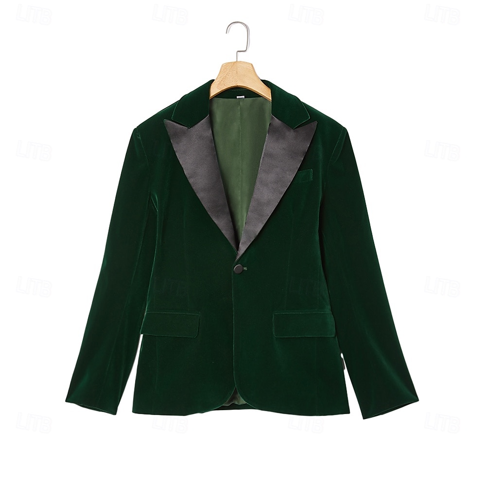 Men's Velvet Blazer Jacket Tuxedo Christmas Vintage Solid Colored Blazer Red Green Standard Fit 2025 - $79.99 –P6