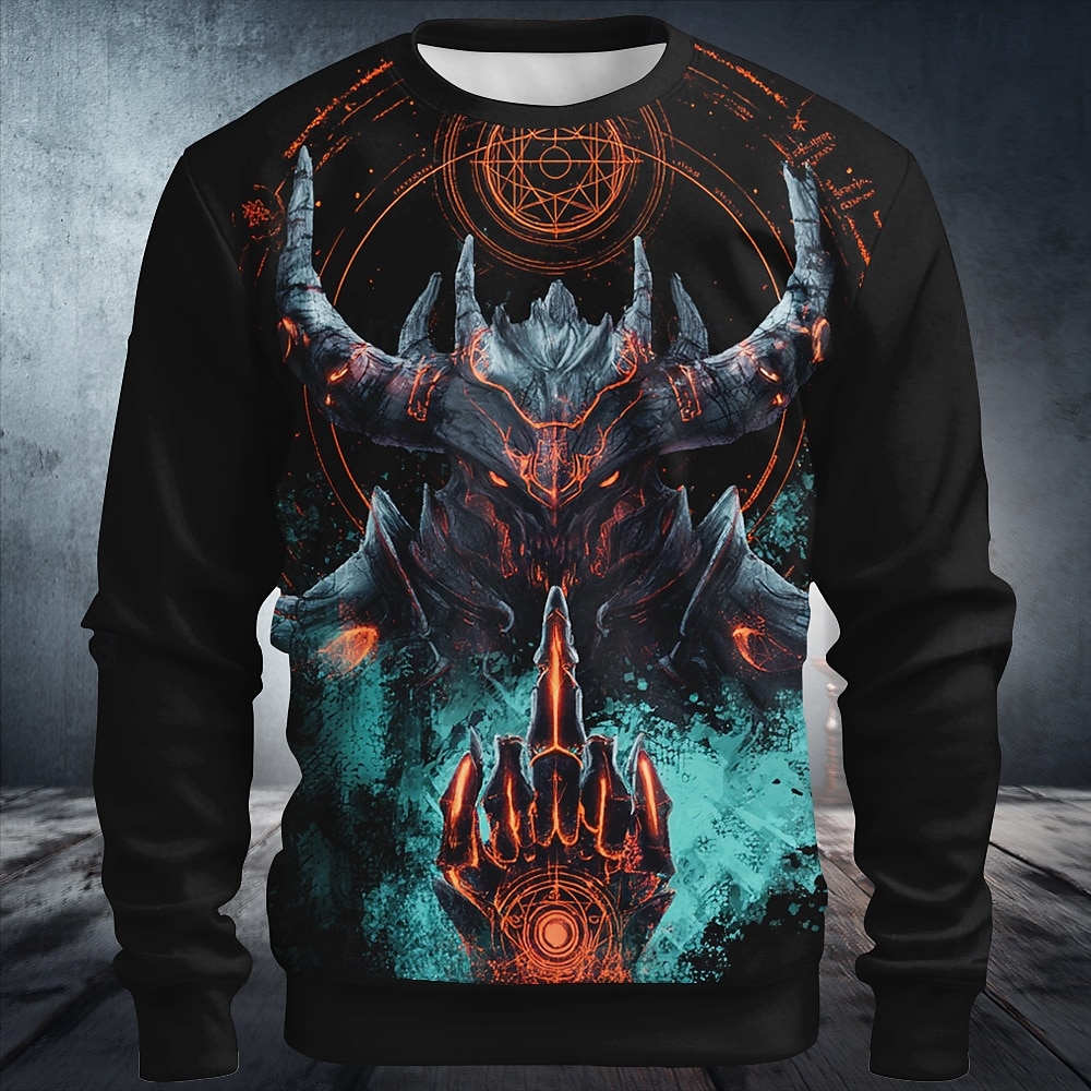 Halloween Per uomo Diavolo Mietitrice Felpa Maglia Felpa con cappuccio Girocollo Punk Stampa 3D Vacanza Ferie Nero 1 Nero Girocollo 3D Grafico Tutte le stagioni progettista del 2025 a $26.99 –P1