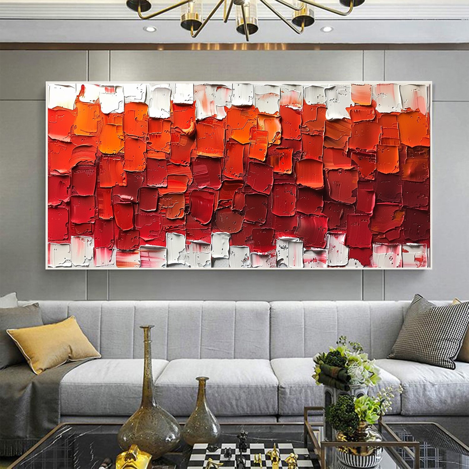 handgemachtes original minimalistisches Ölgemälde auf Leinwand abstrakt rot impasto strukturierte Wandkunst für Wohndekoration mit gespanntem Rahmen ohne Innenrahmen Gemälde 2025 - AU $206.69 –P1