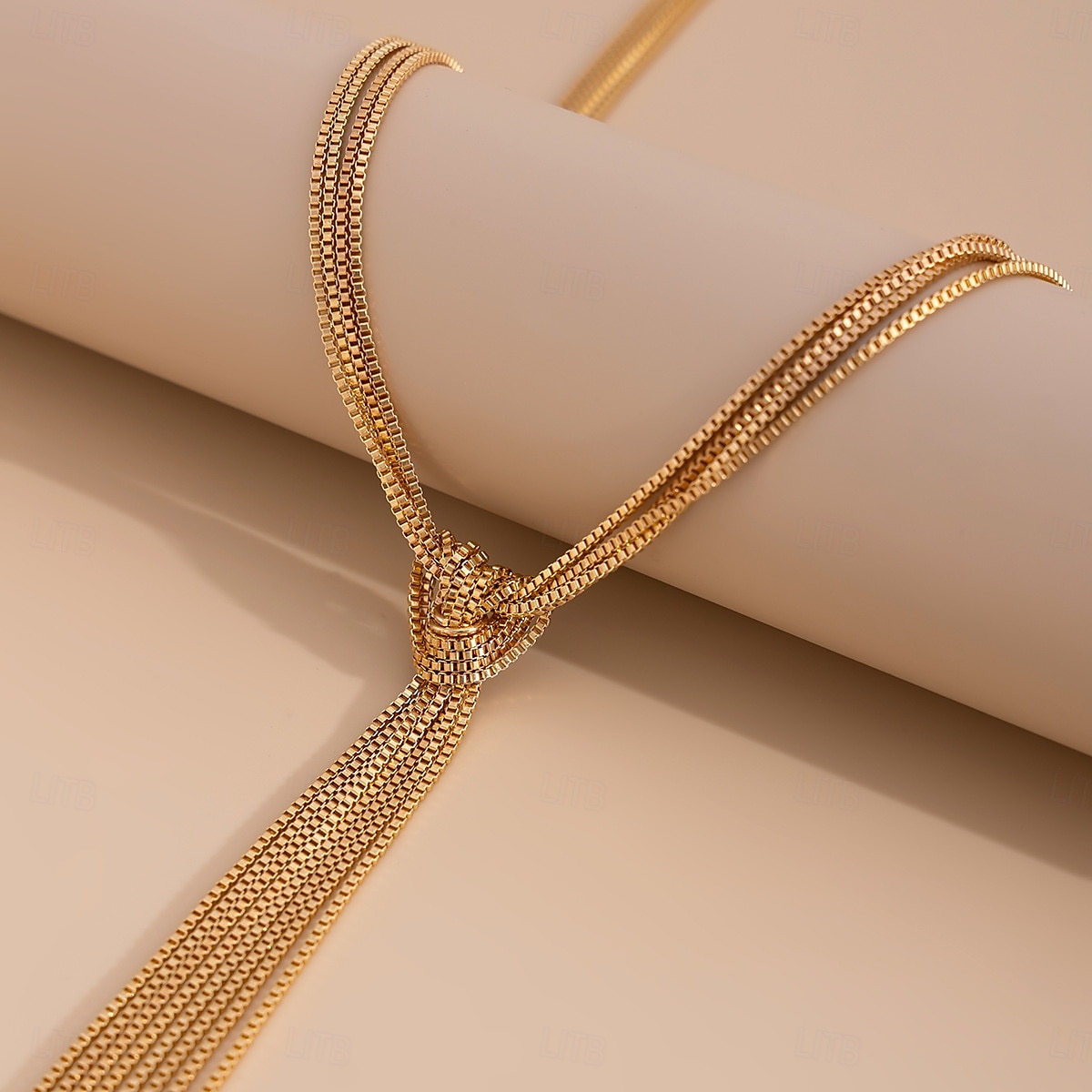 Dámský pozlacený střapcový náhrdelník - elegantní vrstvený řetízkový choker s dlouhými třásněmi, výrazný šperk na večírky, do nočních klubů a večerní akce 2025 - $11.99 –P2