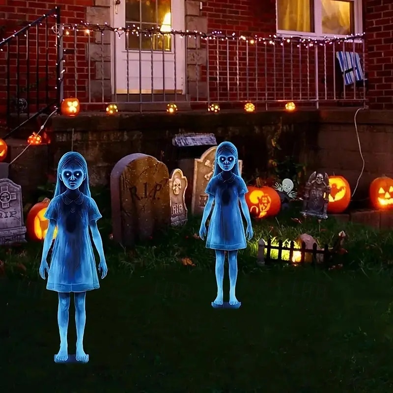 2pcs of Halloween Metal Yard Signs Double Ghost Garden Stakes Perfect for Horror Zombie And Vampire Themes Outdoor Yard Patio Garden Decor 2025 - $17.49 –P1