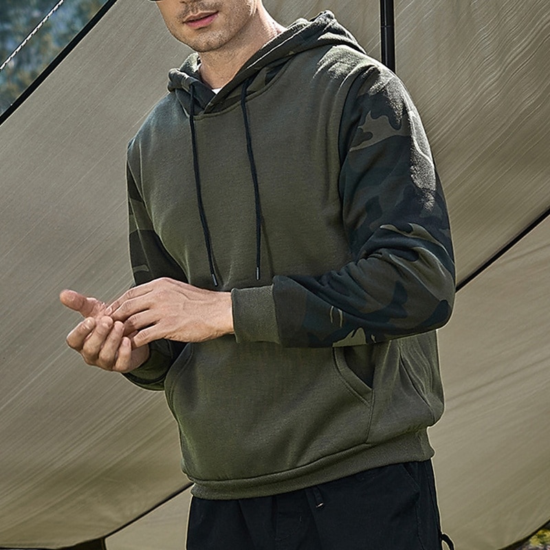 Herre Hattetrøje Svart Militærgrønn Kakifarget Med hette Kamuflasje Lomme Sport & Utendørs Daglig Ferie Polyester Gatemote Grunnleggende Fritid Vår Høst Klær Gensere Gensere 2026 - $27.99 –P14