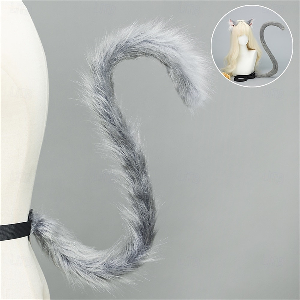 Faixa de cabeça com orelhas de gato realistas e conjunto de cauda – orelhas de animais peludos feitas à mão, acessórios de cosplay de gato para convenções, cosplay, festas e Halloween de 2026 por $21.99 –P8