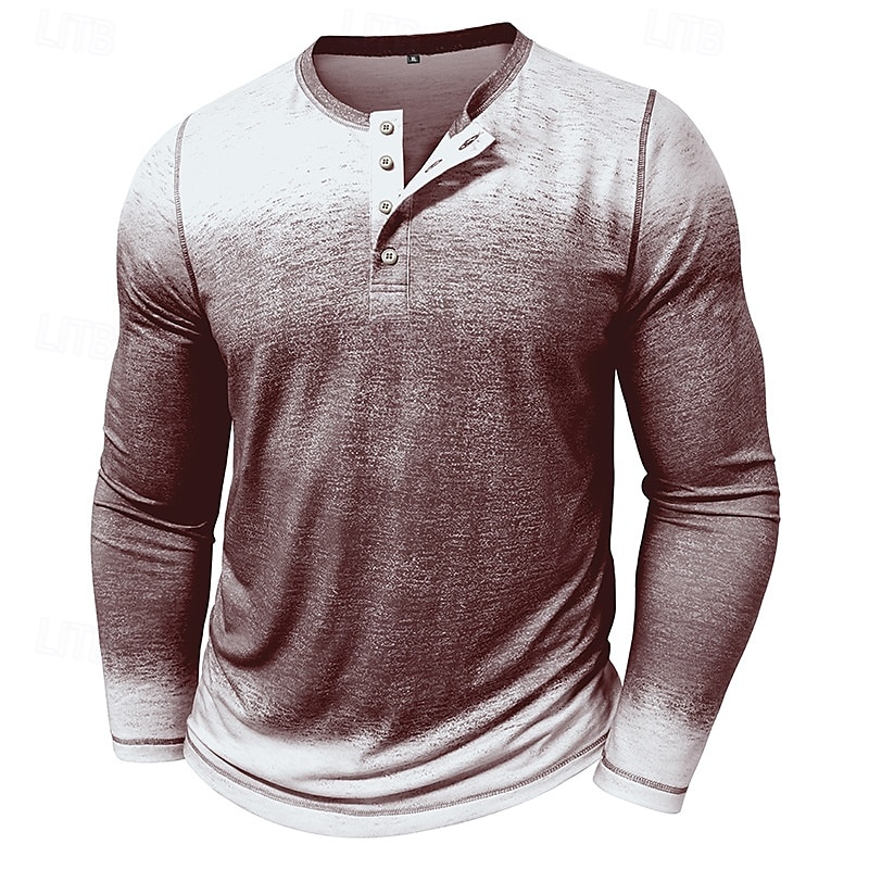 Per uomo Maglietta Maglia Henley Top Henley Manica Lunga Sfumatura Vintage Retrò Cuciture a contrasto Henley All'aperto Casual Casuale Primavera Autunno Inverno Grigio Borgogna Blu Maglietta Henley del 2026 a $22.99 –P5