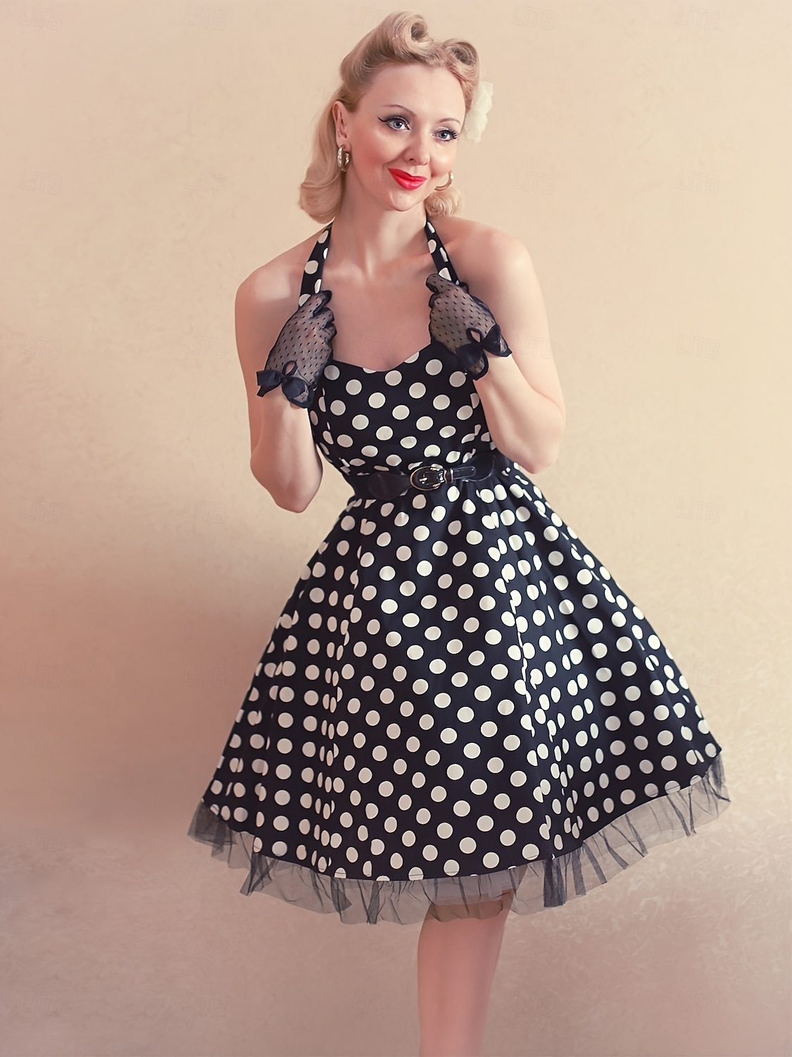 Epocă 1950 rockabilly Lungime Genunchi Rochie Flapper Rochii O rochie de linie Buline Mulată Gâtul halter Pentru femei Halloween Carnaval ziua îndragostiților Petrecere Casual Petrecere ceai Adulți 2025 - $25.99 –P22