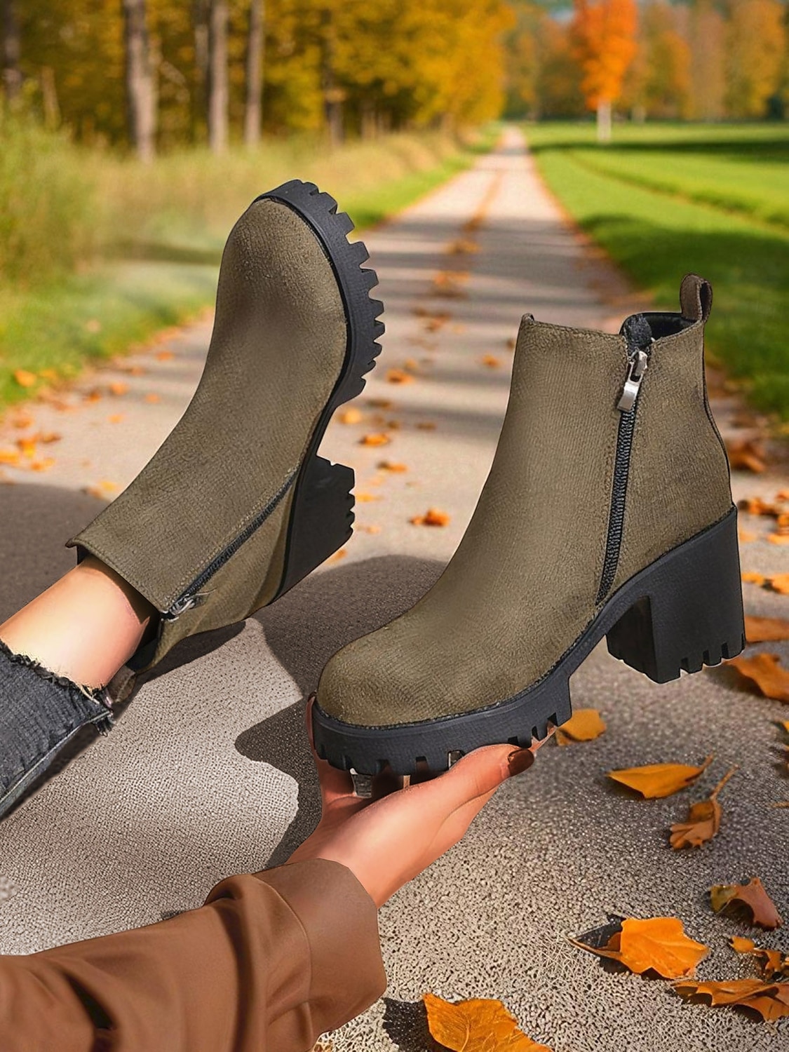Botas Chelsea femininas de camurça sintética – botins de salto grosso e sola de borracha para passeios de outono na fazenda, estradas rurais e colheita de abóboras de 2025 por $26.99 –P5