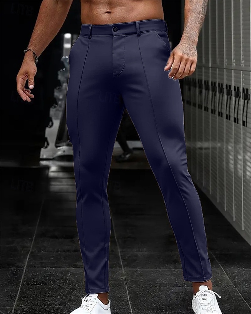 Herren Anzughose Slim Fit Hose Chinos Tasche Knöpfe Einfach Komfort Formell Party Arbeit Mode Klassicher Stil Schwarz Dunkelblau Mikroelastisch 2025 - $23.99 –P15