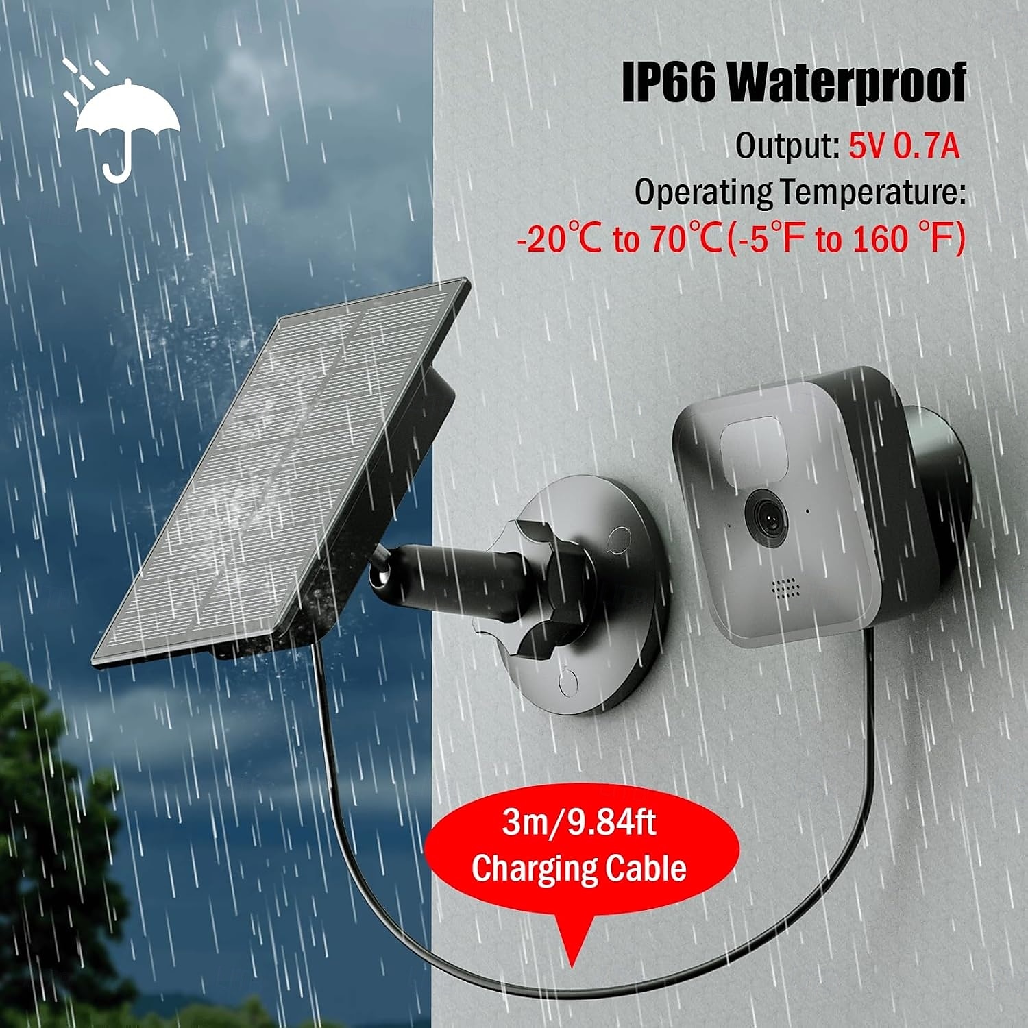 2W solární panel pro bezpečnostní kameru, nabíječka solárního panelu kompatibilní s venkovní kamerou Blink (3. generace) &kamery Blink Outdoor 4 (4. generace), solární panel USB pro venkovní kameru 2025 - $43.99 –P5