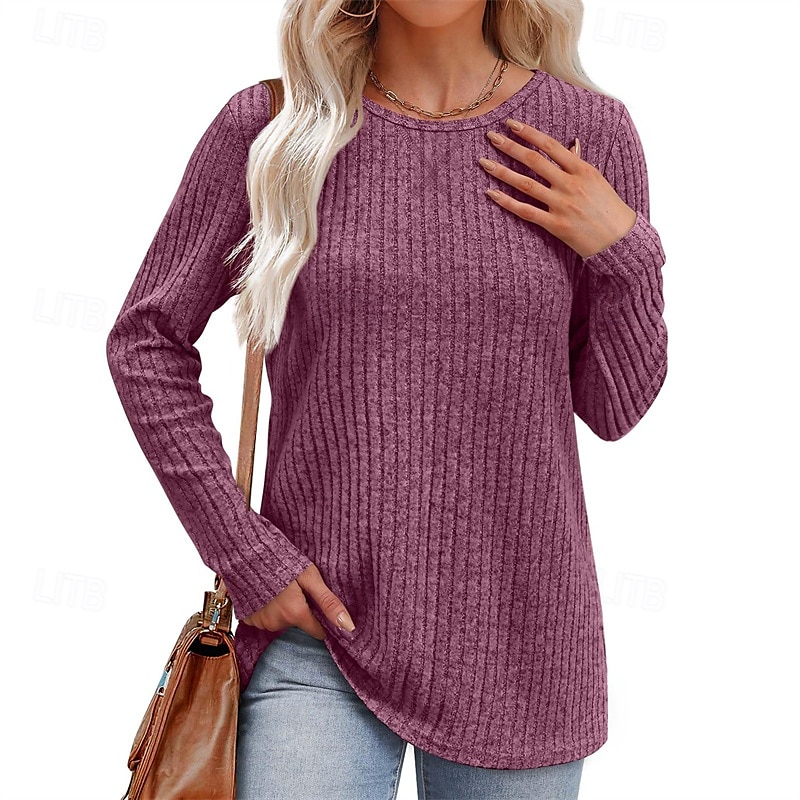 Pentru femei Tricou Simplu Modă Modern Manșon Lung Stil Nautic Topuri obișnuite Zilnic Negru Mov Bej Vară 2025 - $19.49 –P8