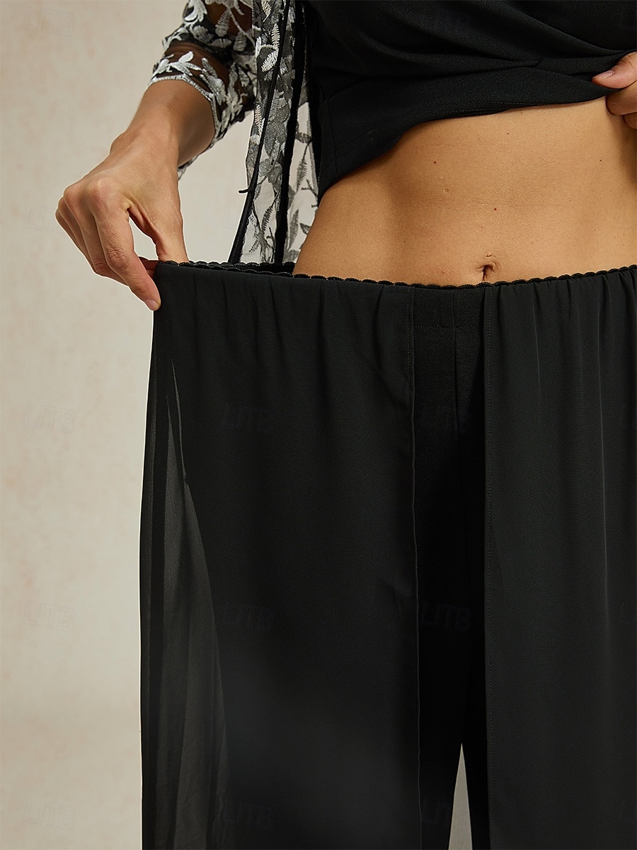 Women's Culottes Wide Leg Elegant Vacation Fashion Long High Waist Black Summer Spring Fall 2025 - $49.99 –P3