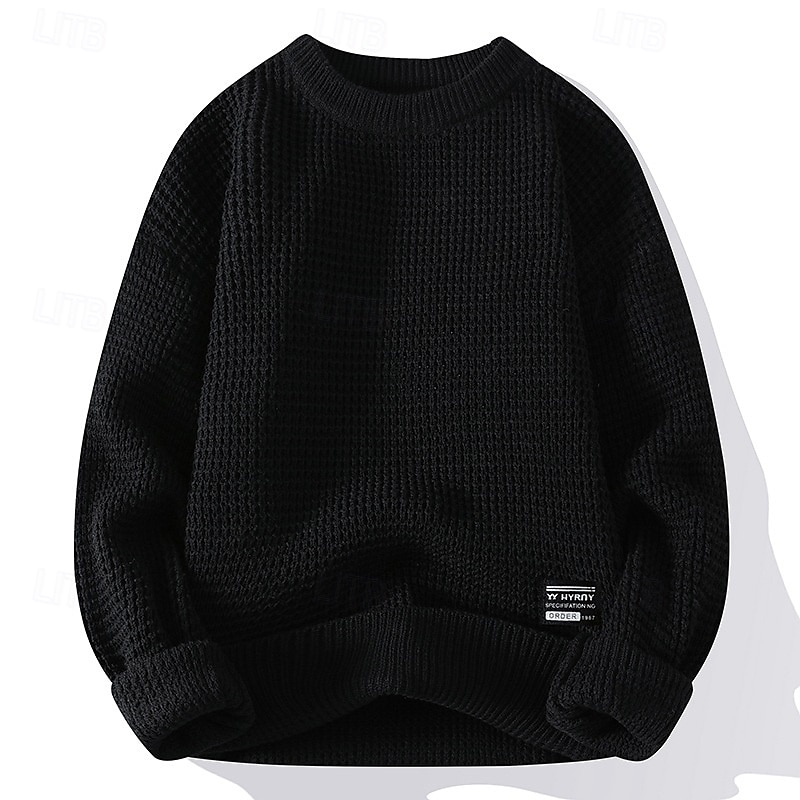 Herre Pullover genser Strikket genser Riflet Strikke Vanlige topper Strikket عادي Crew-hals Mote Grunnleggende Feriereise Dagligdagstøy Klær Høst Vinter Svart Hvit M L XL 2025 - $32.99 –P3