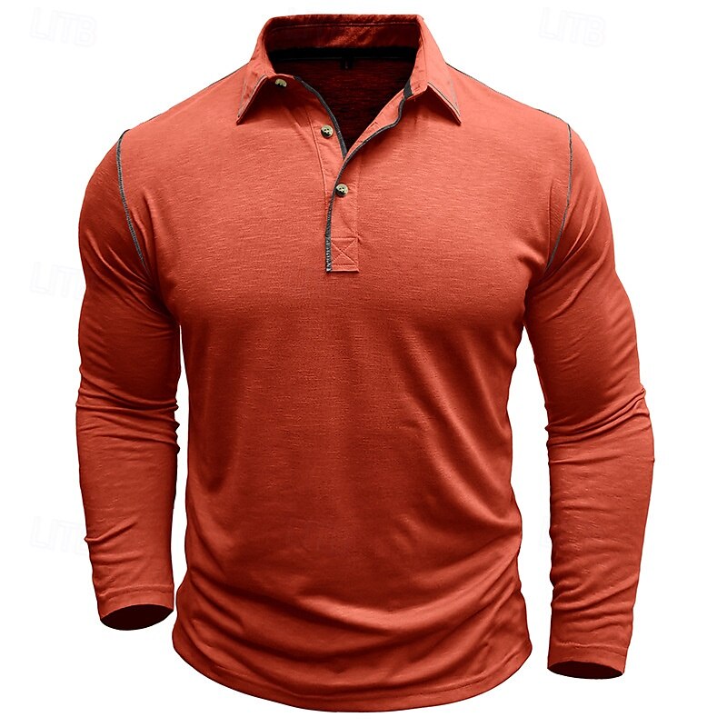 Herren Golfshirt Golf Poloshirts Arbeit Lässig Revers Langarm Basic Modern Einfach Knöpfe Frühling Herbst Normale Passform Weiß Gelb Orange Armeegrün Grau Golfshirt 2025 - $25.99 –P13