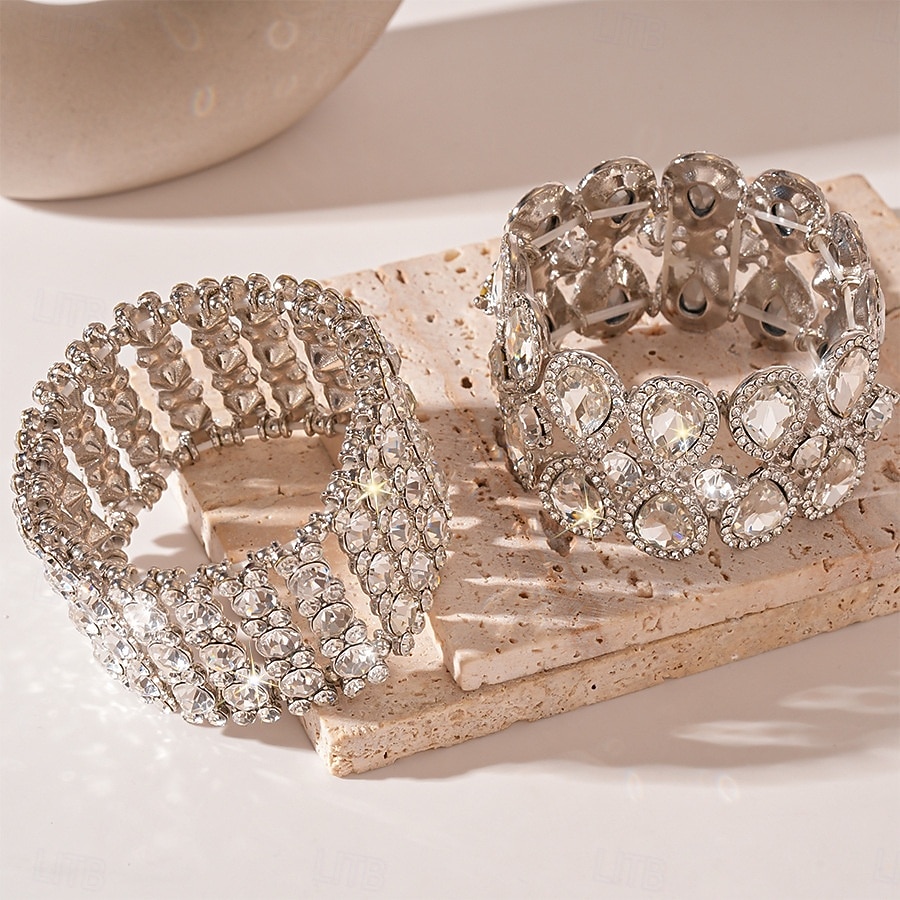 Γυναικείο βραχιόλι με στρας - λαμπερό κρυστάλλινο βραχιόλι για κοκτέιλ πάρτι και βραδινές εκδηλώσεις 2026 - $18.99 –P4