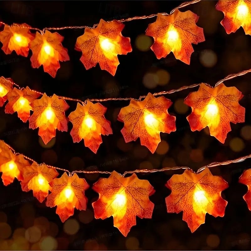 Halloween Solar Pumpkin Maple Leaf Fairytale String Lights 6.5m 30LED Outdoor Waterproof Garden Lights Thanksgiving Halloween Party Atmosphere Home Balcony Terrace Yard Porch Decoration 2025 - $17.19 –P6