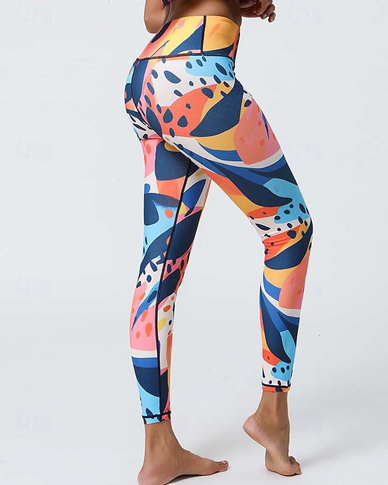 Mujer Leggings Capri Mallas Leggings de Yoga Control de barriga Alta cintura Gimnasio De Deporte Pilates Prendas de abajo Estampado Negro Amarillo Azul Otoño Deportes Ropa de Deporte Ajuste ceñido 2025 - $16.49 –P4