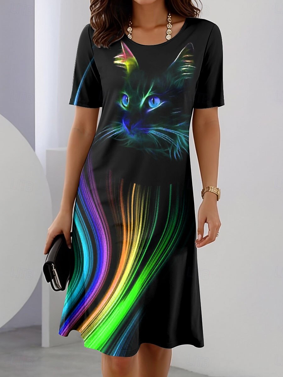 Pentru femei Rochii Midi Rochii Tricou Rochie de schimb Rochie de vară Casual Zilnic Fit regulat Ombre Grafic Animal Manșon scurt Stil Nautic Albastru piscină Mov Trifoi Vară Primăvară Toamnă 2025 - $23.99 –P3