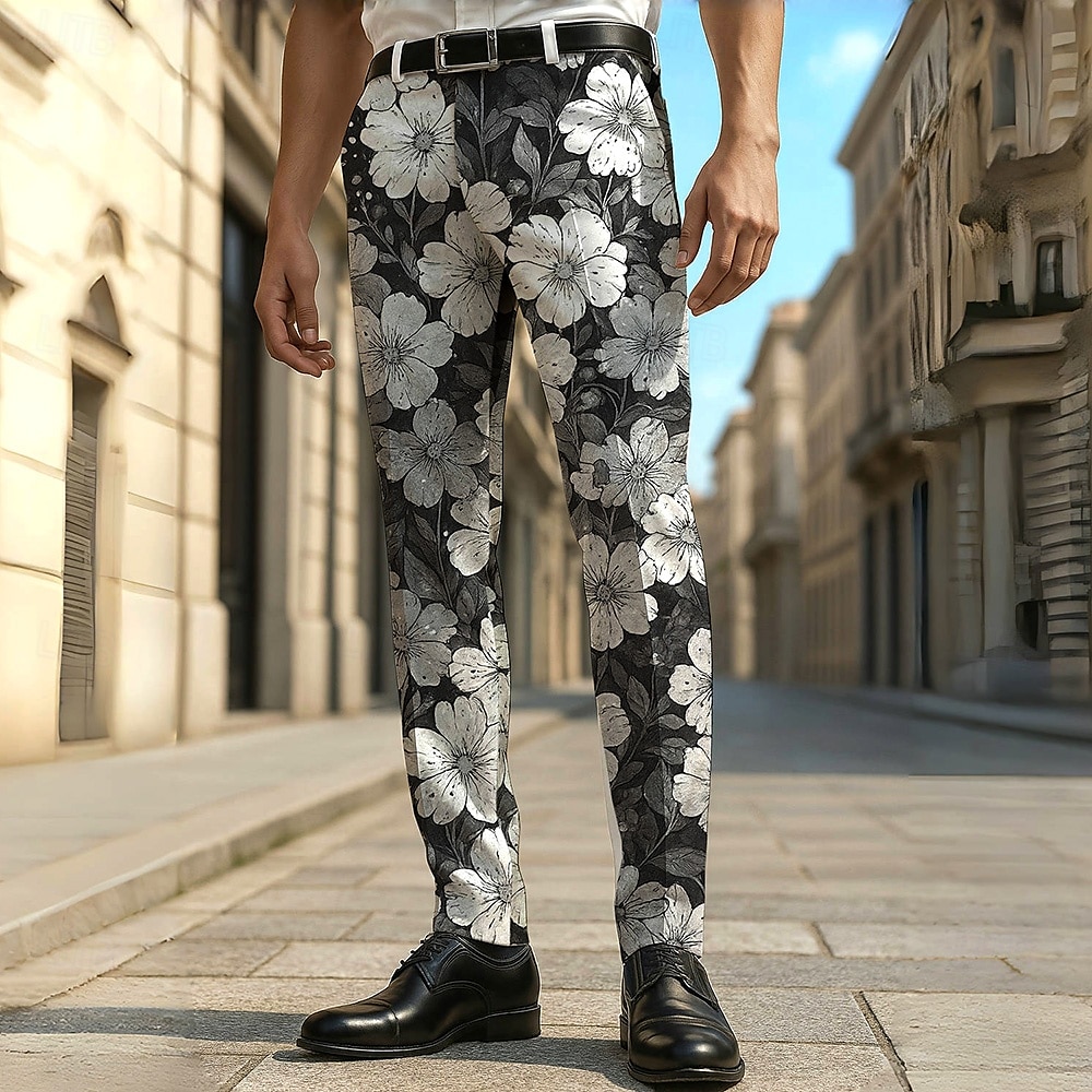 Herren Anzughose Hose Blumendruck Blumen Volle Länge Outdoor Urlaub Täglich Lässig Formell Blau Grau Mikroelastisch 2025 - $29.99 –P2