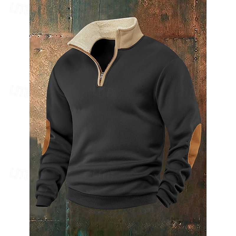 Per uomo Felpa con cappuccio Felpa con cappuccio e zip corta Felpa con cappuccio in pile Nero Blu marino Cachi Grigio chiaro Grigio scuro Colletto Mao Semplice Con zip Tasca Frontale Sport & Outdoor del 2025 a $34.99 –P5
