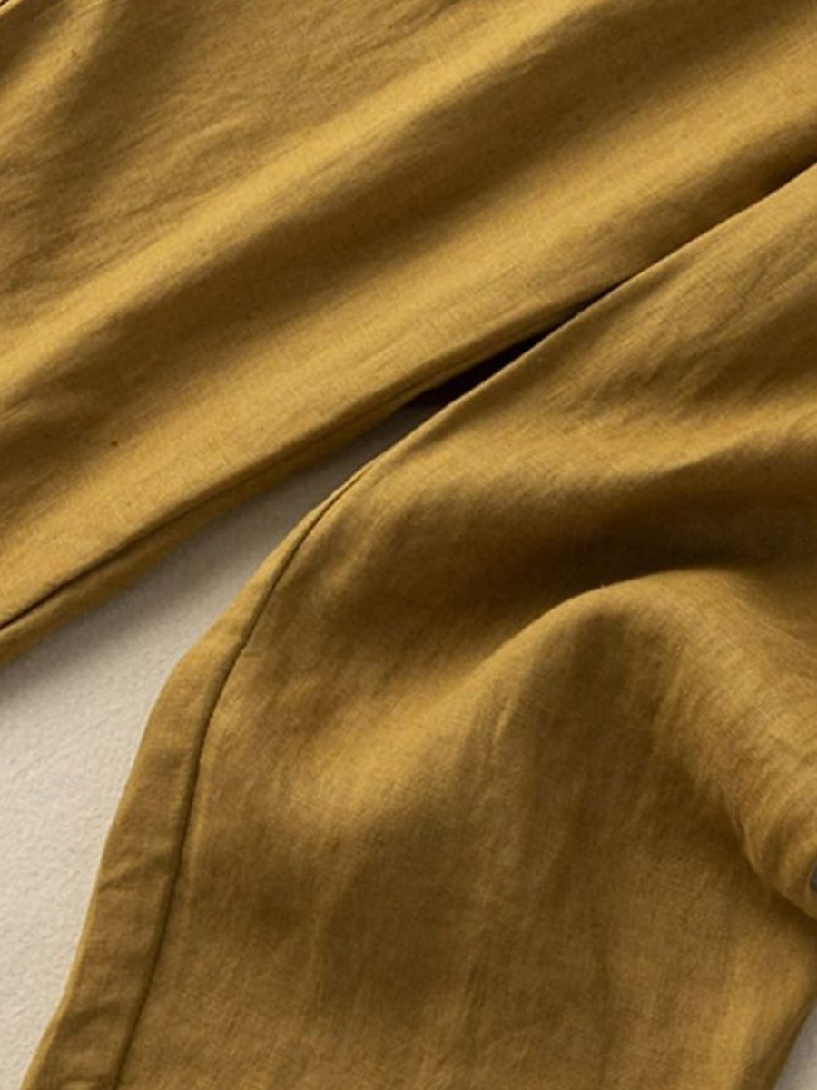 Mujer Pantalones de lino y algodón Chinos Moda Básico Longitud total Alta cintura Floral Bordado Comodidad Al Aire Libre Microelástico Vacaciones Calle Diario Blanco Amarillo Albaricoque Café Verano 2025 - $18.99 –P15