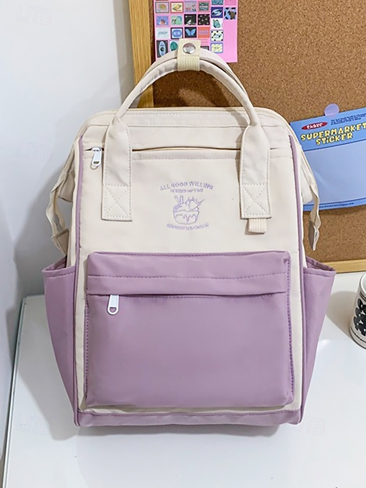 Sac à dos kawaii colorblock pour adolescentes – cartable léger avec grande capacité et porte-clés en forme de fruit pour un usage quotidien et sur le campus de 2025 ? $24.99 –P4