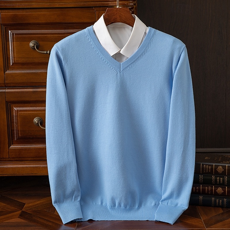 Herr Pullover tröja Stickad tröja Ribbad Sticka Vanliga toppar Stickat Slät V-hals Mode Grundläggande Semester Dagliga kläder Kläder Höst Vinter Kamel Vin S M L 2025 - $25.99 –P8