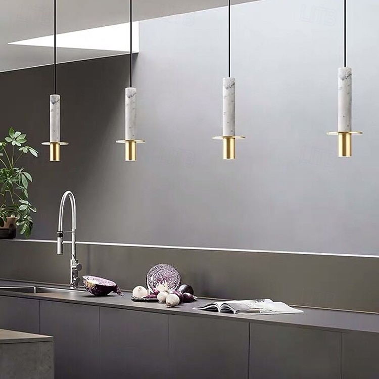 modern led-pendellampa nordisk lång rörhängande lampa marmorkrona minimalistisk kreativ taklampa konstdekor belysningsarmatur för matsal köksö 2026 - $205.99 –P4