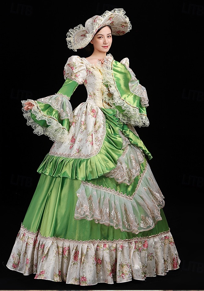 ancien Rococo Renaissance Maxi Robe Normal Juliette Princesse Mariée Plissé Volanté Princesse Col rond Déguisement Femmes Halloween Carnaval Mascarade Soirée Halloween Performance Adultes de 2026 ? $263.59 –P2