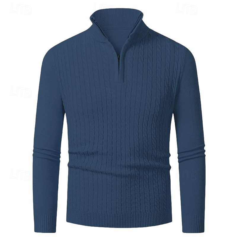 Herren Pullover Pullover mit Viertelreißverschluss Strickpullover Zopfmuster Stricken Normale Oberteile Gestrickt Einfach Viertelreißverschluss Mode Lässig Urlaub Alltagskleidung Bekleidung Herbst 2025 - $22.99 –P12