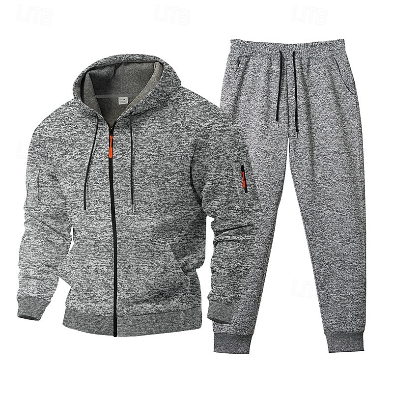 Per uomo Tuta da Ginnastica Set di abiti Set di felpe con cappuccio Felpa con Cappuccio All'aperto Quotidiano Sportivo Con zip Tasca Coulisse Semplice Rosso bordeaux Blu Grigio chiaro Poliestere del 2025 a $55.99 –P1