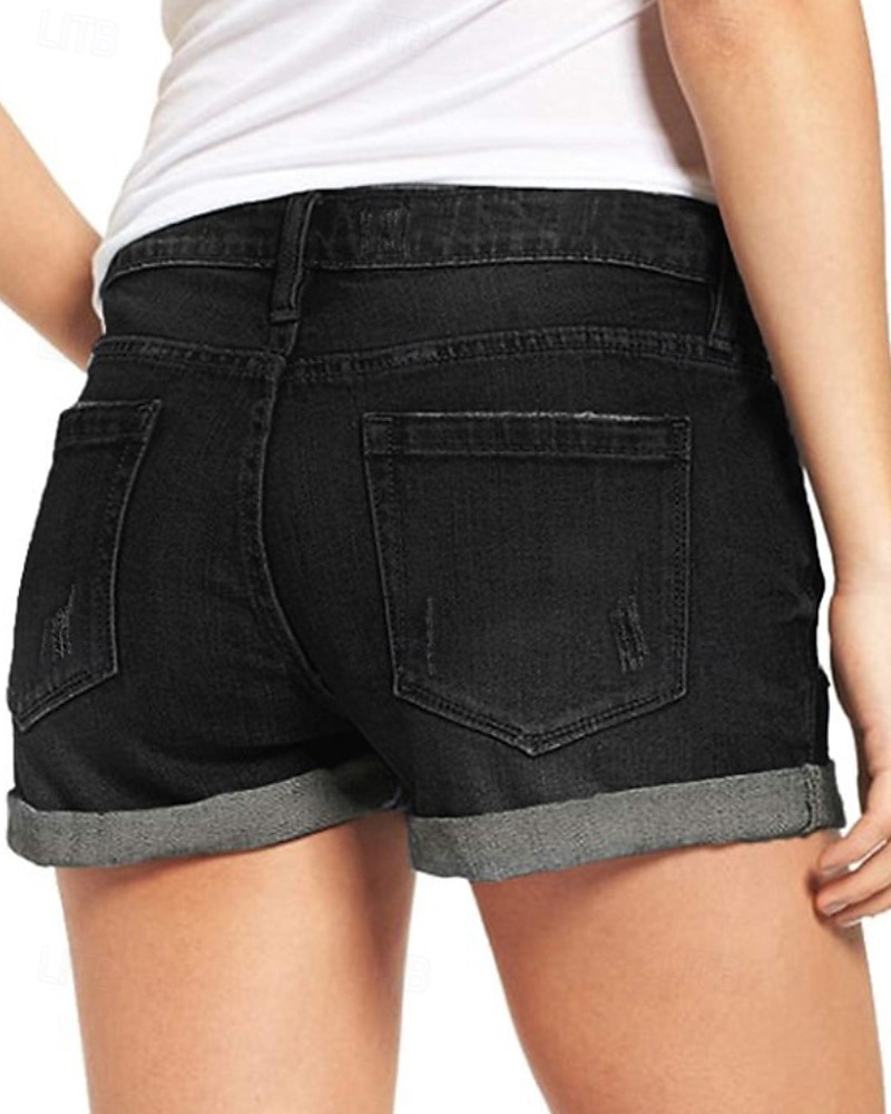 Dame Shorts Bukser Gatemote Fritid Kort Naturlig عادي Lomme dratt comfy Ferie Dagligdagstøy Fritid / hverdag Lys Himmelblå Marine Svart Sommer Normal 2025 - $18.99 –P7