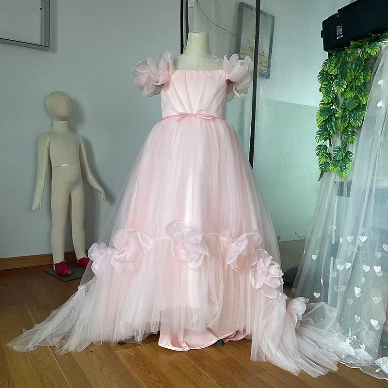 Šaty pro květinovou družičku Dívčí Šaty pro první přijímání Šaty na párty Svatební Párty Princeznovské Sladký Vánoce Karneval Nabírané šaty Pevná barva Bez ramínek Tričkový Bílá Světlá růžová 4 roky + 2025 - $117.99 –P9
