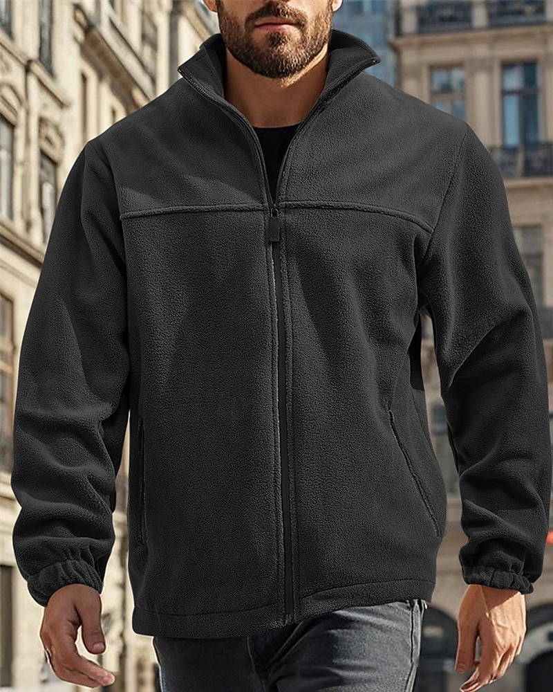 Bărbați Hanorca Fleece Polar Jachetă din lână Hanorac cu fermoar complet Negru Mov Portocaliu Gri Deschis Gri Închis Guler în picioare Simplu Buzunar Sporturi & Exterior Zilnic Concediu Poliester Șic 2025 - $32.99 –P4
