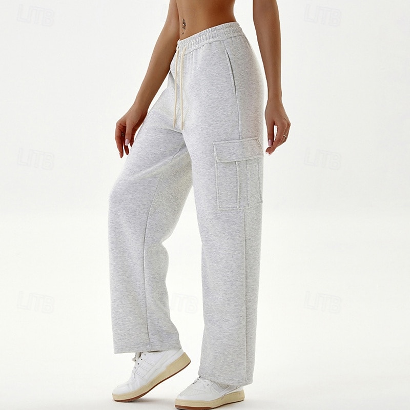 Mujer Pantalones casuales Pantalones deportivos cargo Con bolsillos Control de barriga Alta cintura Gimnasio Rutina de ejercicio De Deporte Prendas de abajo Color sólido Negro Verde Caqui Otoño 2026 - $40.99 –P12