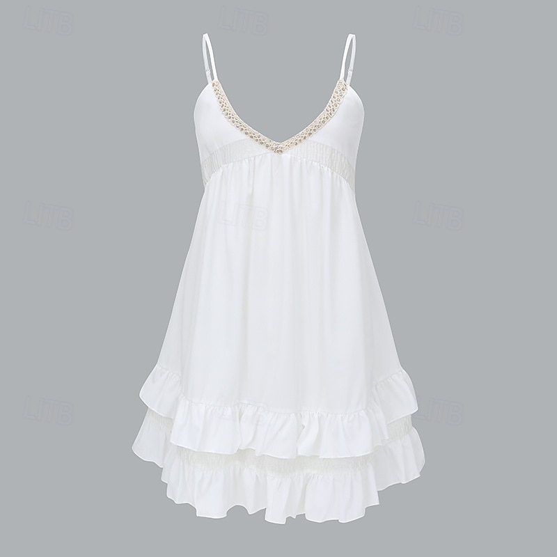 Dam Mini klänning Sommarklänning Slipklänning Boho-klänning Västerländsk klänning Mode Klassisk Modern Utomhus Semester Helgdag Normal Slät Ärmlös Smala axelband Beige Sommar 2025 - $28.99 –P4