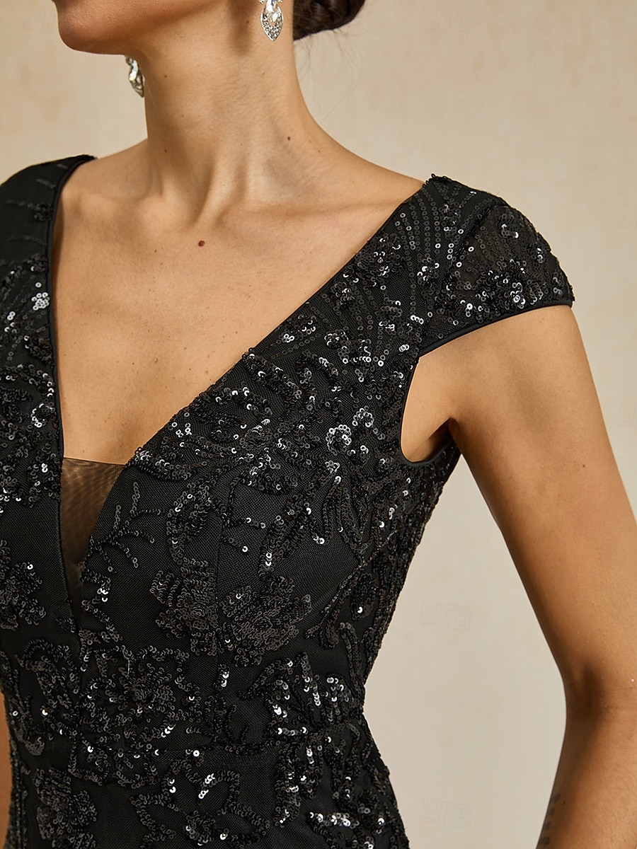 Mujer Vestido maxi Vestido cola de Sirena Elegante Fiesta Formal Fiesta Fiesta de Noche Ajuste regular Color sólido Sin Mangas Escote en Pico Negro Primavera Otoño Invierno 2025 - $169.99 –P3