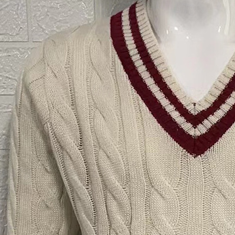 Homme Pull Torsadé Tricoter Hauts Réguliers Tricoté Coupe ajustée Uni Col en V Tricots Contemporain Occasionnel Tenue quotidienne Vêtement Tenue Automne Blanche Jaune M L XL de 2025 ? $32.99 –P6