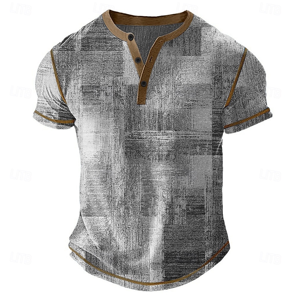 Per uomo Grafico Astratto Maglia Henley Maglietta a nido d'ape Manica Corta Quotidiano Classico Retrò Vintage Casuale Sport all'Aperto Ferie Primavera & Estate Tutte le stagioni Blu Marrone Scuro del 2026 a $28.99 –P4