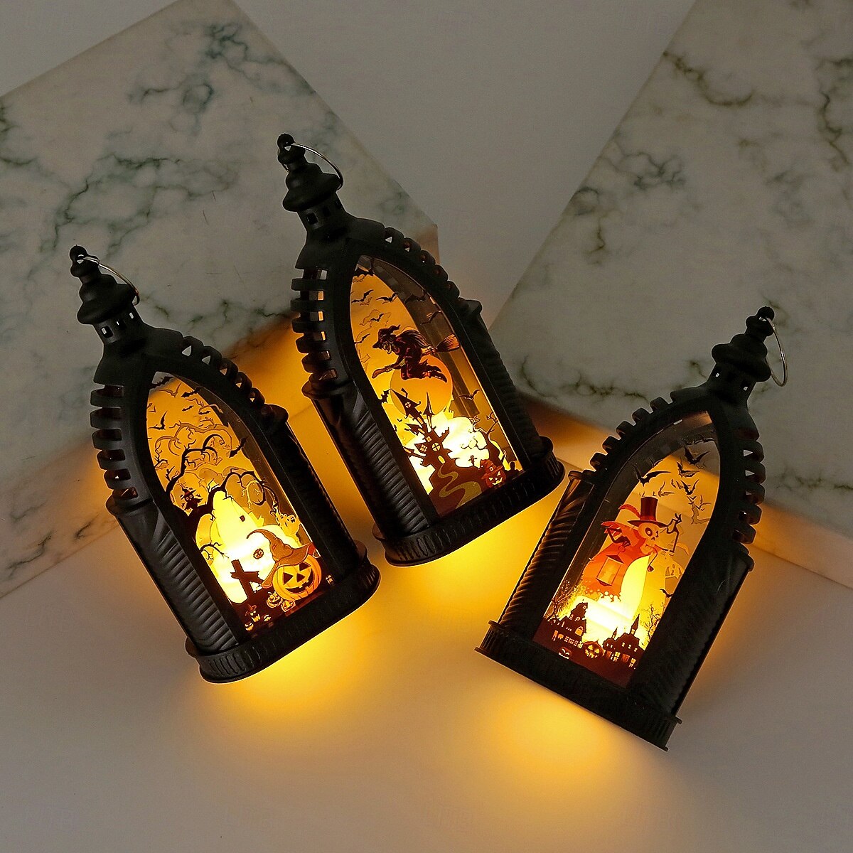 Vela electrónica LED de Halloween, linterna retro, decoración de ambiente, suministros para fiestas navideñas, diseño de escena, accesorios 2025 - $9.99 –P2