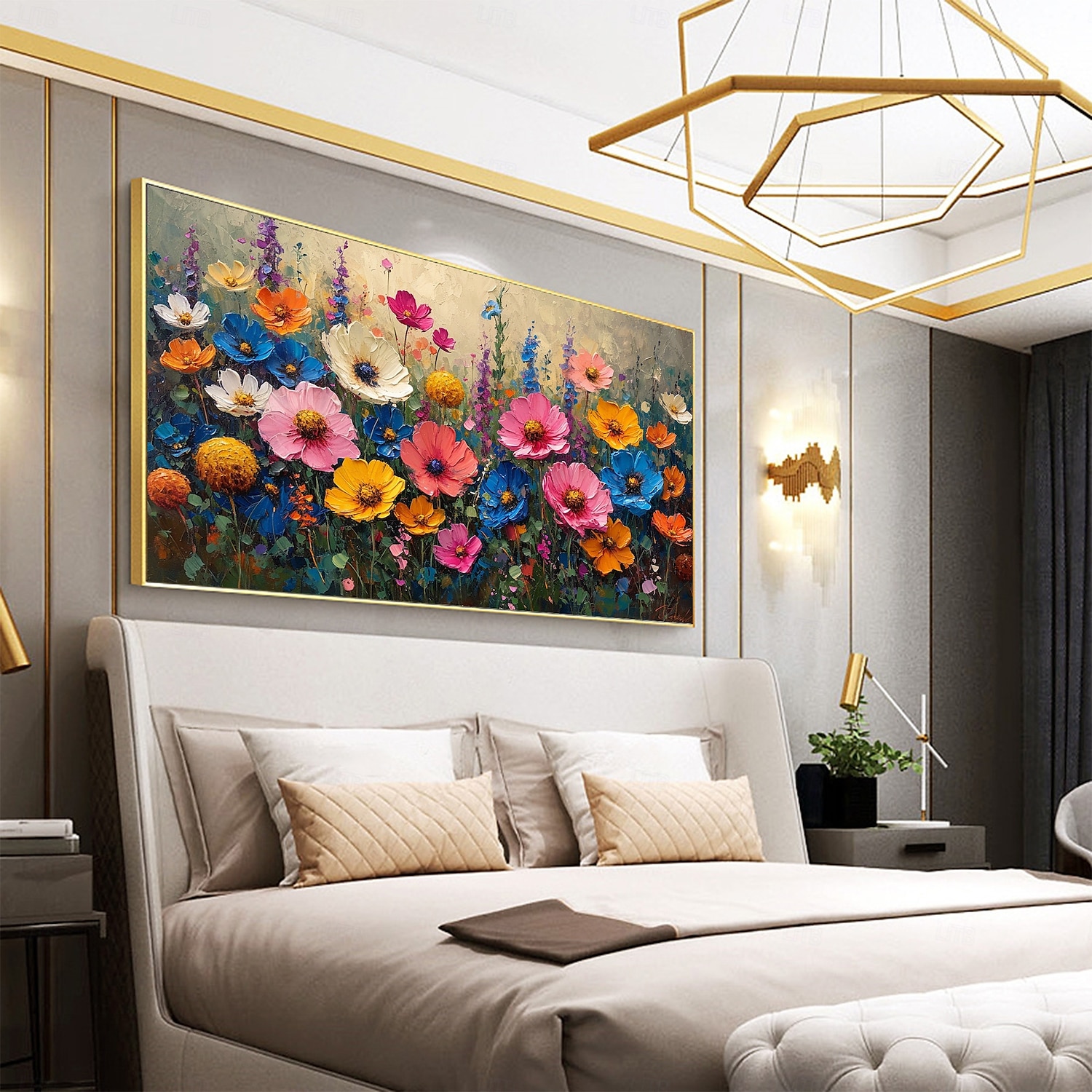 handgemachtes Ölgemälde auf Leinwand, Wandkunst, Dekoration, abstraktes, farbenfrohes Blumengemälde, Blumengemälde für die Inneneinrichtung, gerolltes, rahmenloses, ungedehntes Gemälde 2025 - $147.99 –P5
