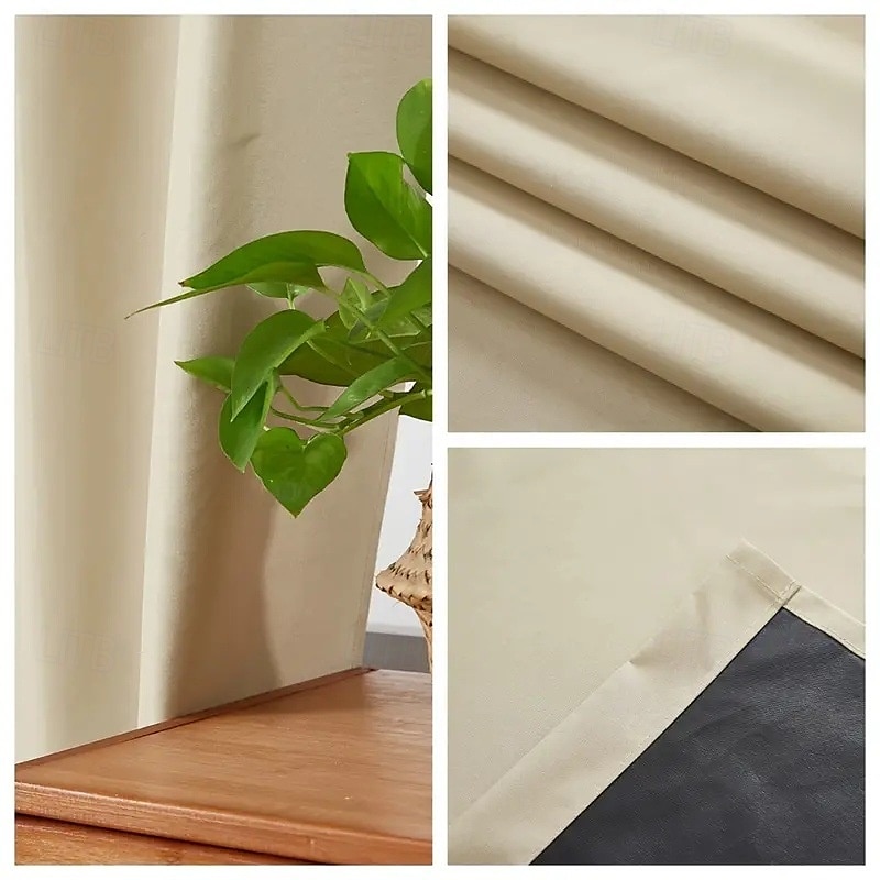 Cortinas cortinas 2 peças cortinas blackout bege decoração moderna para sala de estar e quarto, design elegante com ilhós de 2025 por $43.99 –P5
